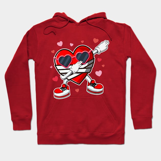 Dabbing for Valentine, Dab Heart Valentines Day Dance Hoodie by Woodsnuts